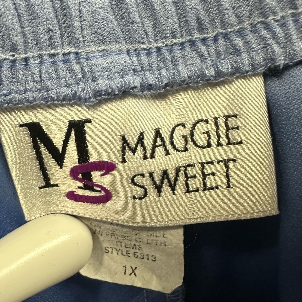 3 Piece Set Maggie Sweet Blue Sueded Pantsuit Pant Top and Blazer Womens 1X - Picture 15 of 16